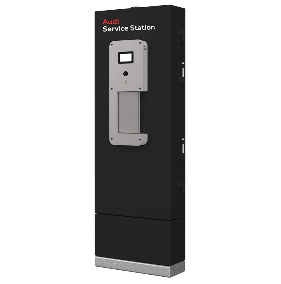 Audi Service Station "Sharebox" im Ganzen vor wei&szlig;em Hintergrund